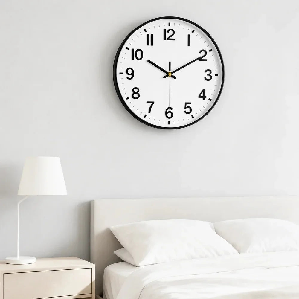 Minimalist White Nordic Wall Clock - Large 3D Arabic Numerals - Tegulane Global