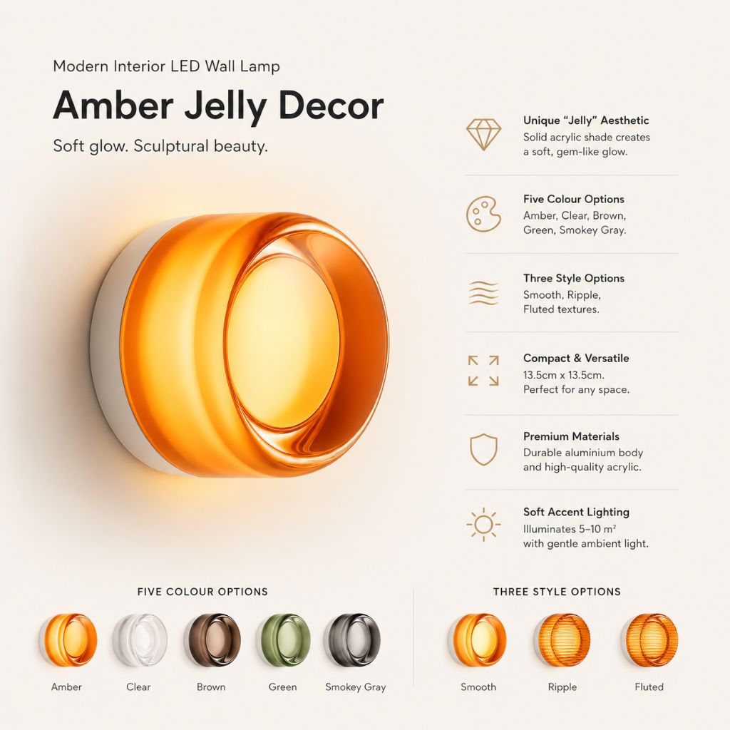 Modern Interior LED Wall Lamp - Amber Jelly Decor - Tegulane Global