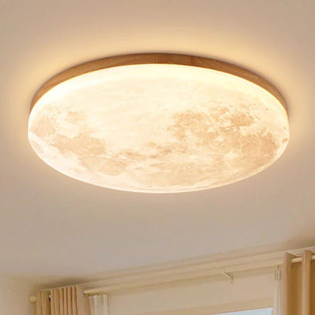 Modern Moon Ceiling Light with Wood Edge - Tegulane Global