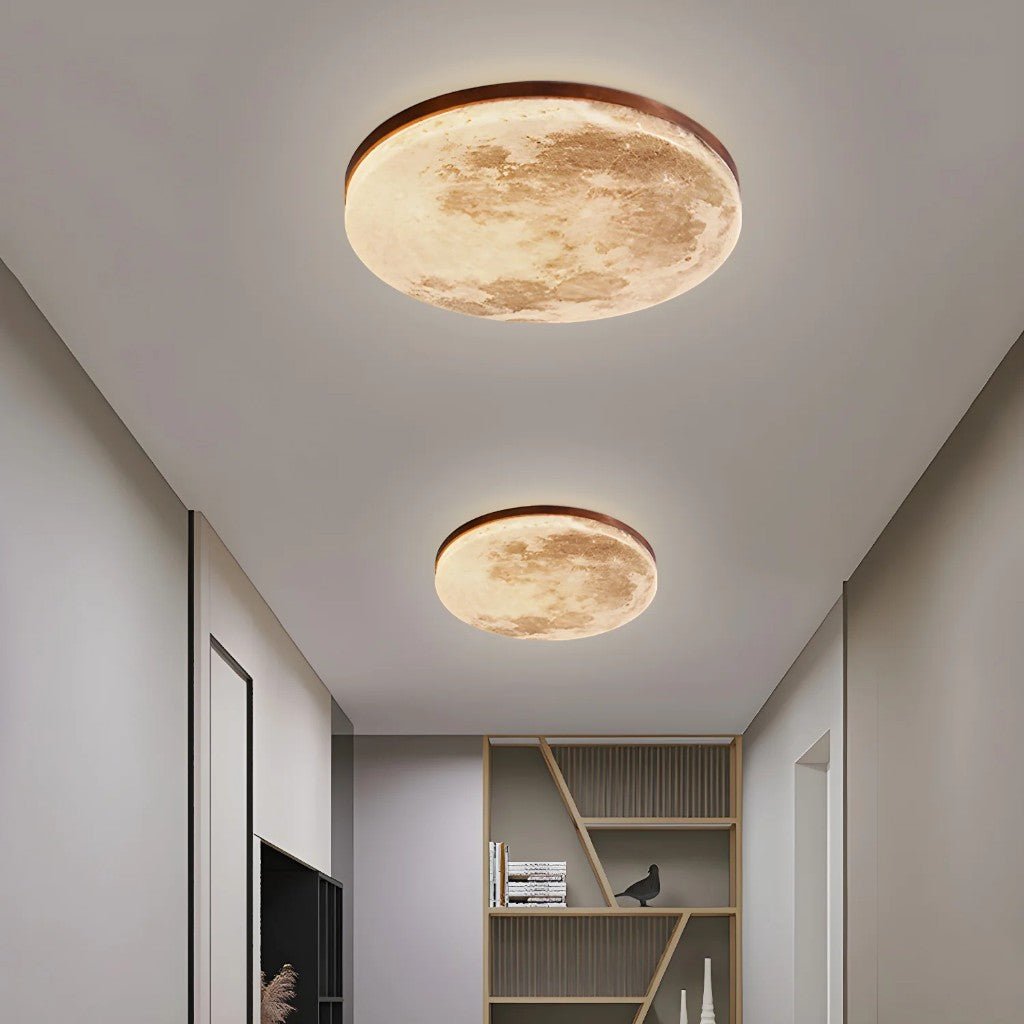 Modern Moon Ceiling Light with Wood Edge - Tegulane Global