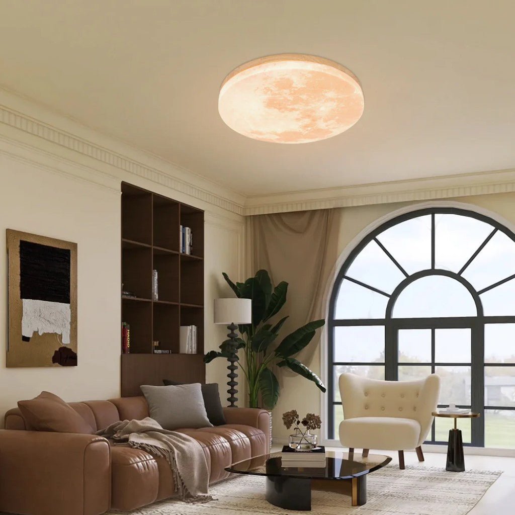 Modern Moon Ceiling Light with Wood Edge - Tegulane Global