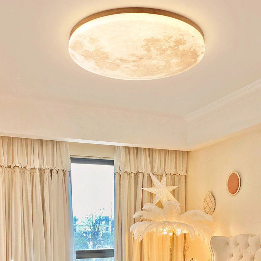 Modern Moon Ceiling Light with Wood Edge - Tegulane Global