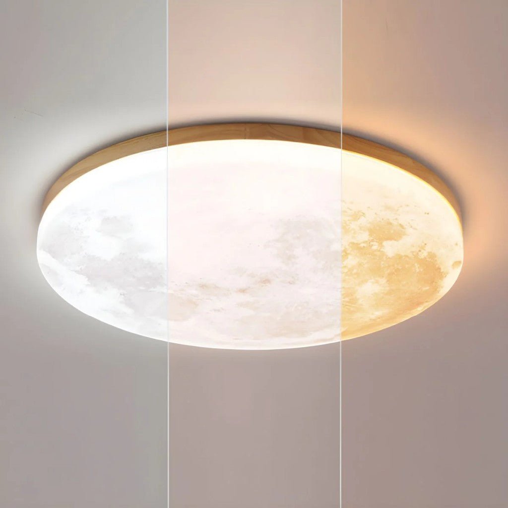 Modern Moon Ceiling Light with Wood Edge - Tegulane Global