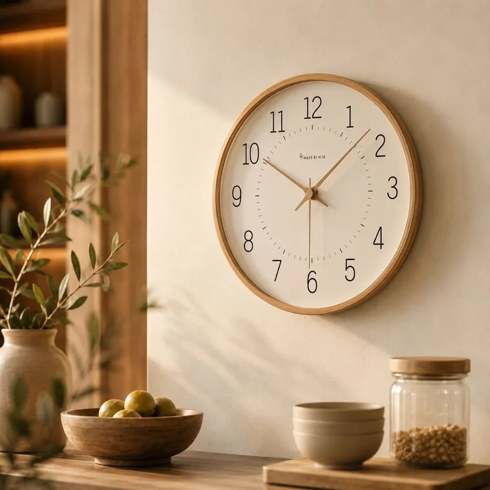 Modern Nordic Wooden Wall Clock Silent Quartz - Tegulane Global