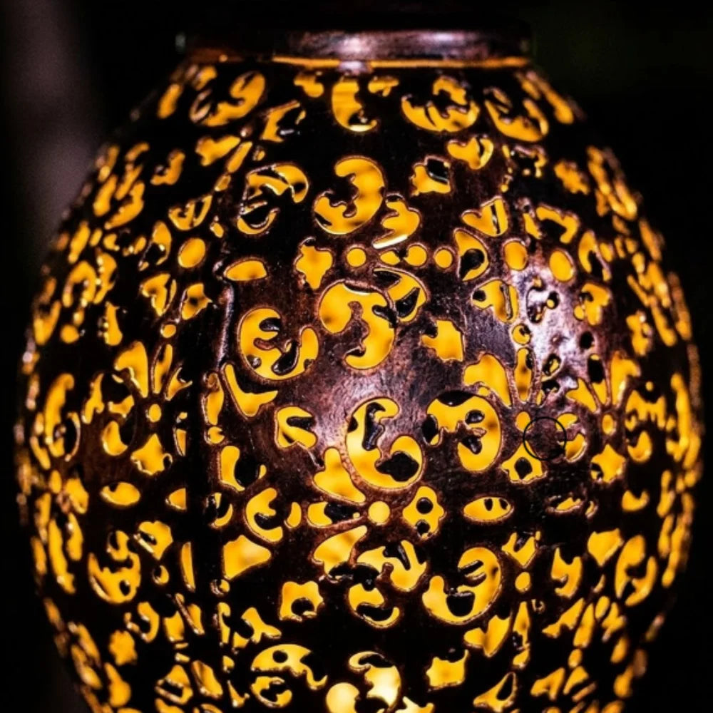 Moroccan Solar Hanging Light Outdoor Metal Lantern - Tegulane Global