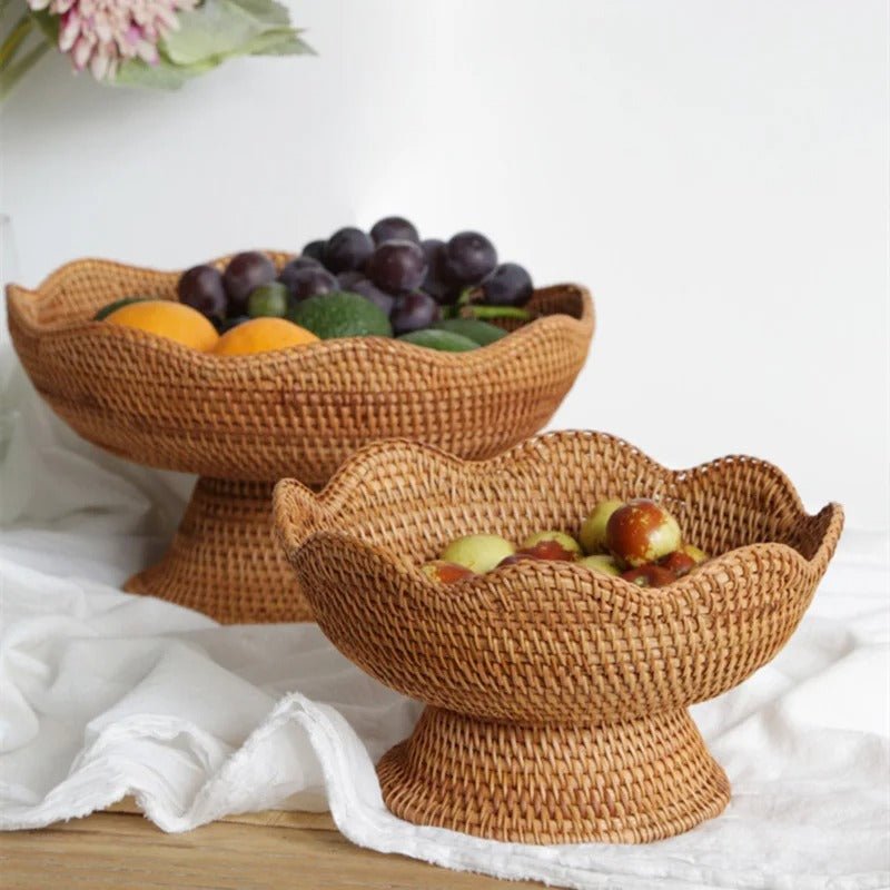 Natural Handwoven Rattan Fruit Basket Bowls - Tegulane Global