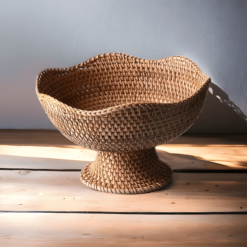 Natural Handwoven Rattan Fruit Basket Bowls - Tegulane Global