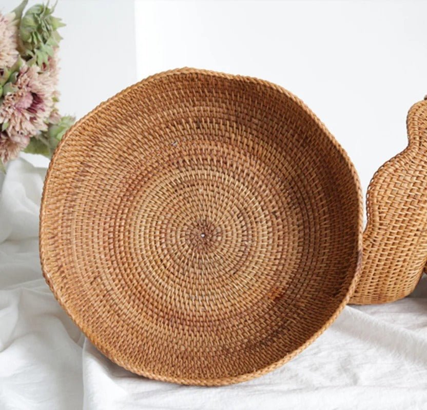 Natural Handwoven Rattan Fruit Basket Bowls - Tegulane Global