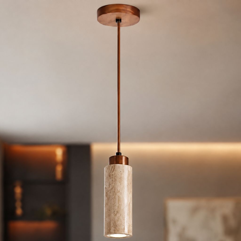 Natural Travertine Stone Pendant Light - Tegulane Global