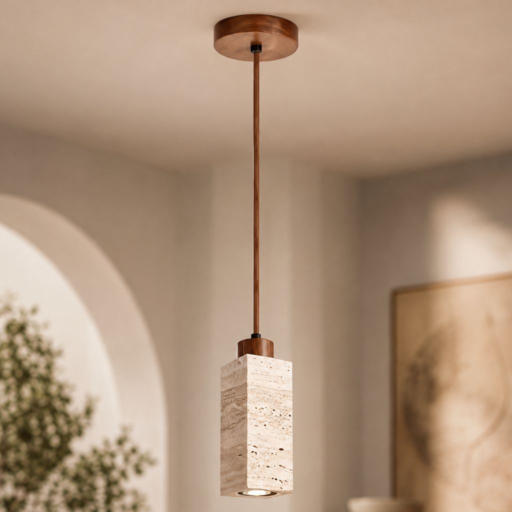 Natural Travertine Stone Pendant Light - Tegulane Global