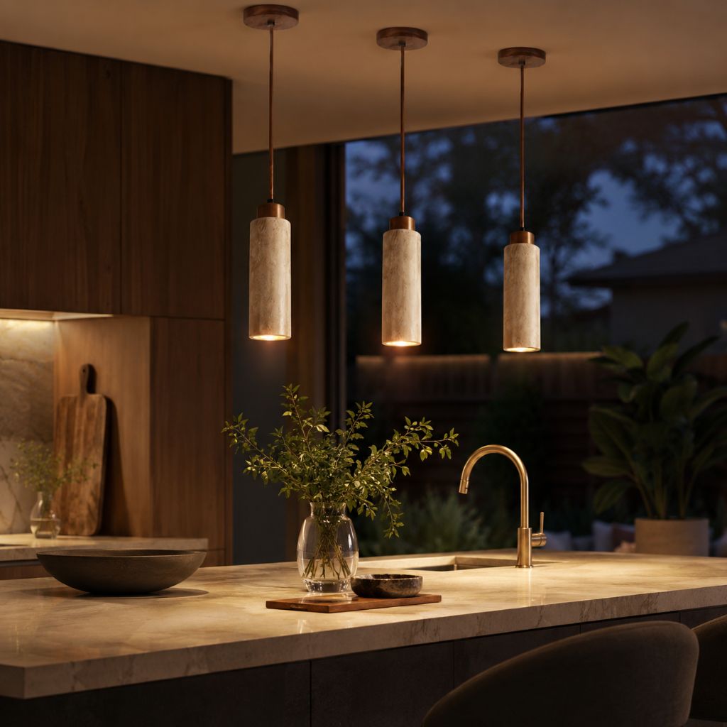 Natural Travertine Stone Pendant Light - Tegulane Global