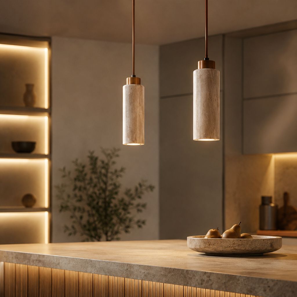 Natural Travertine Stone Pendant Light - Tegulane Global