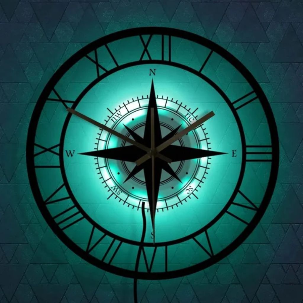 Nautical Compass Wall Clock – Elegant Luxury Design & Precision Craftsmanship - Tegulane Global