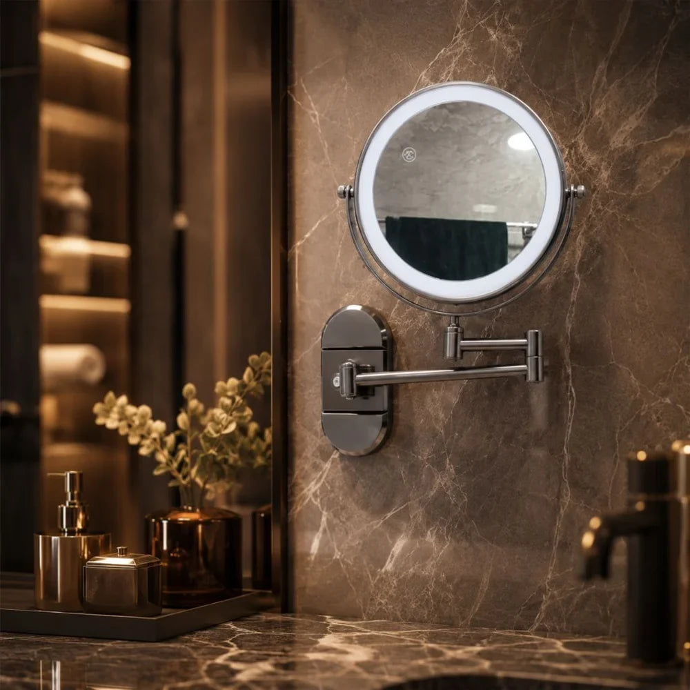 No-Drill Suction Cup Makeup Mirror LED Light with Folding Arm - Tegulane Global