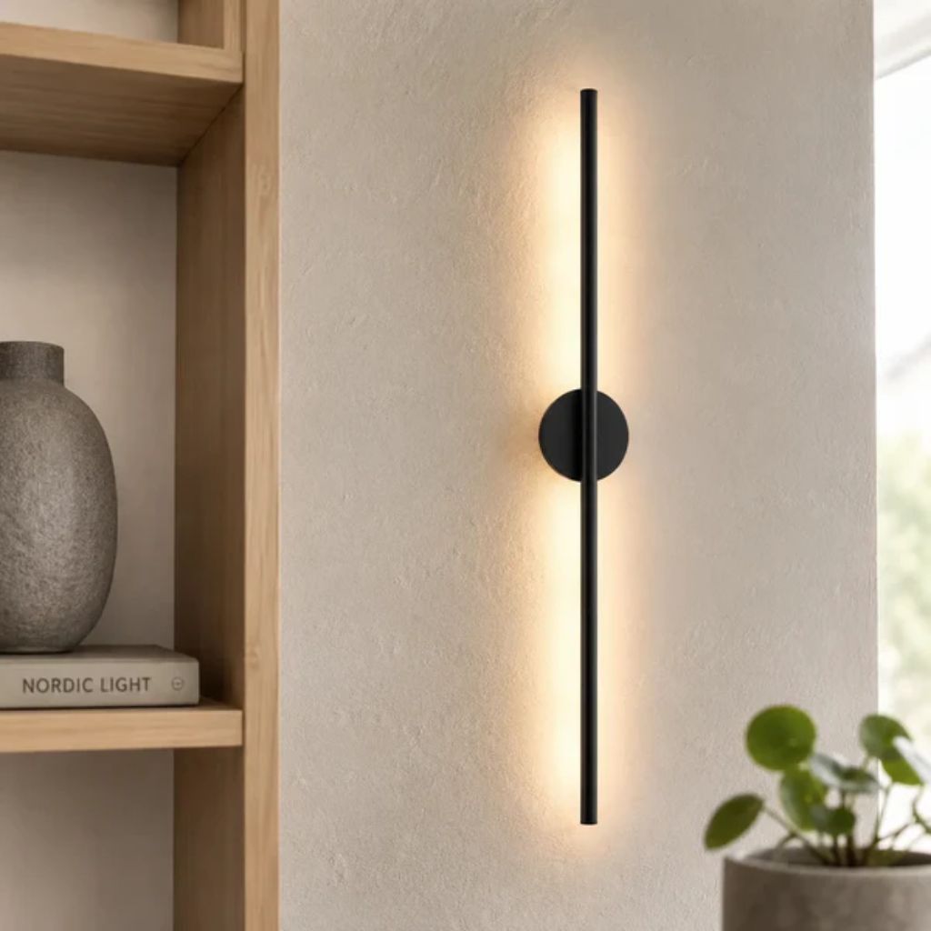 Nordic Black Linear LED Wall Sconce Slim Design - Tegulane Global