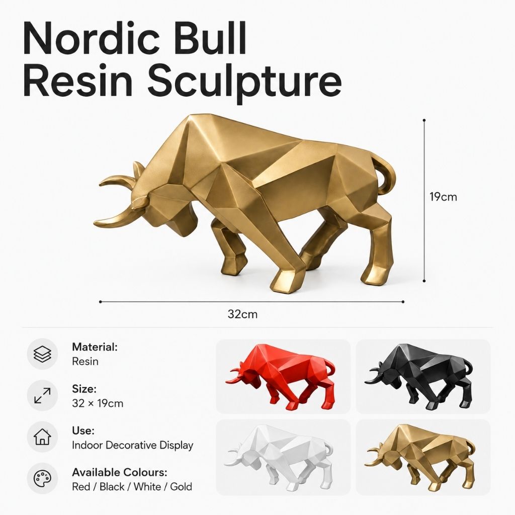 Nordic Bull Resin Sculpture - Tegulane Global