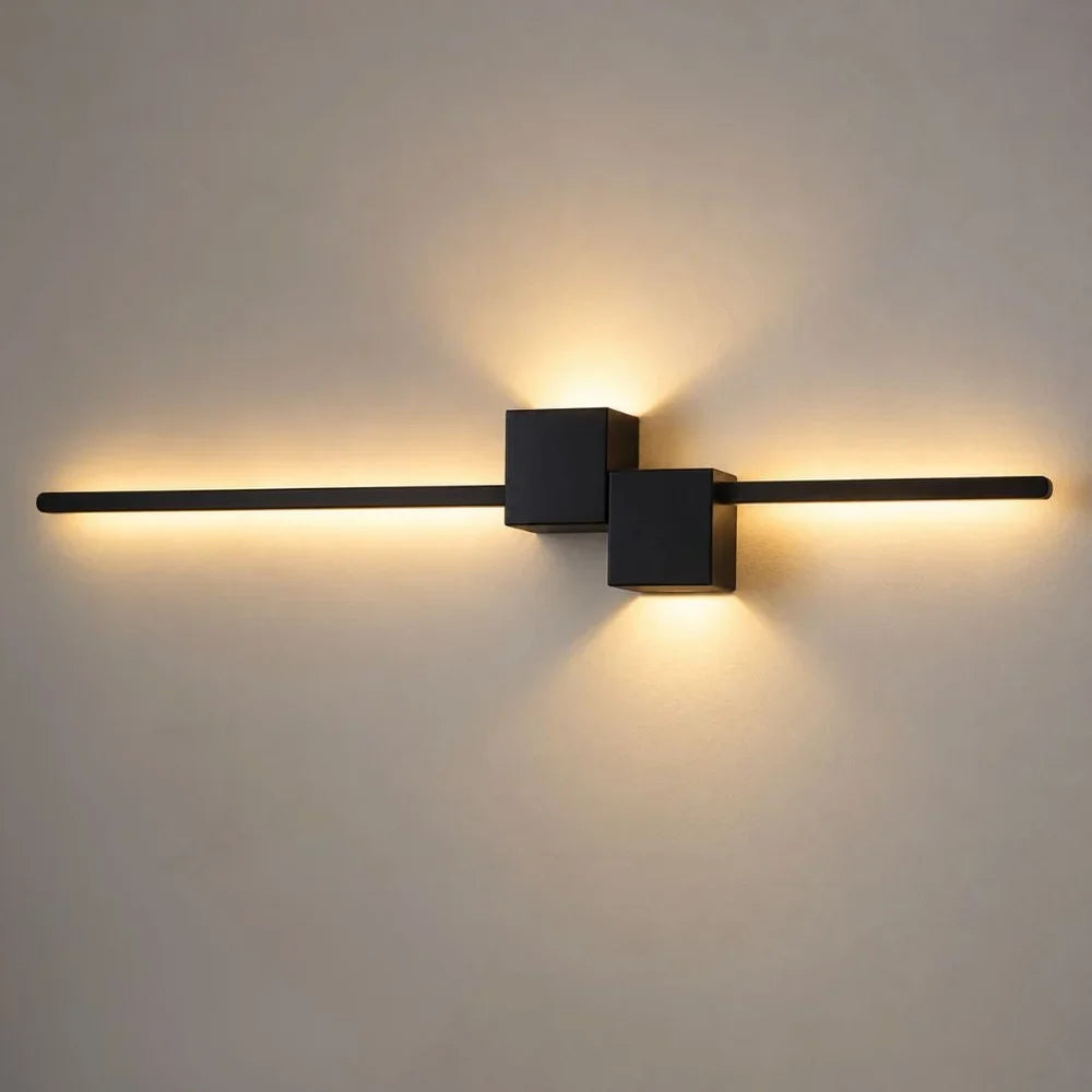 Nordic Minimalist LED Wall Sconce Aluminium Black Art Design - Tegulane Global