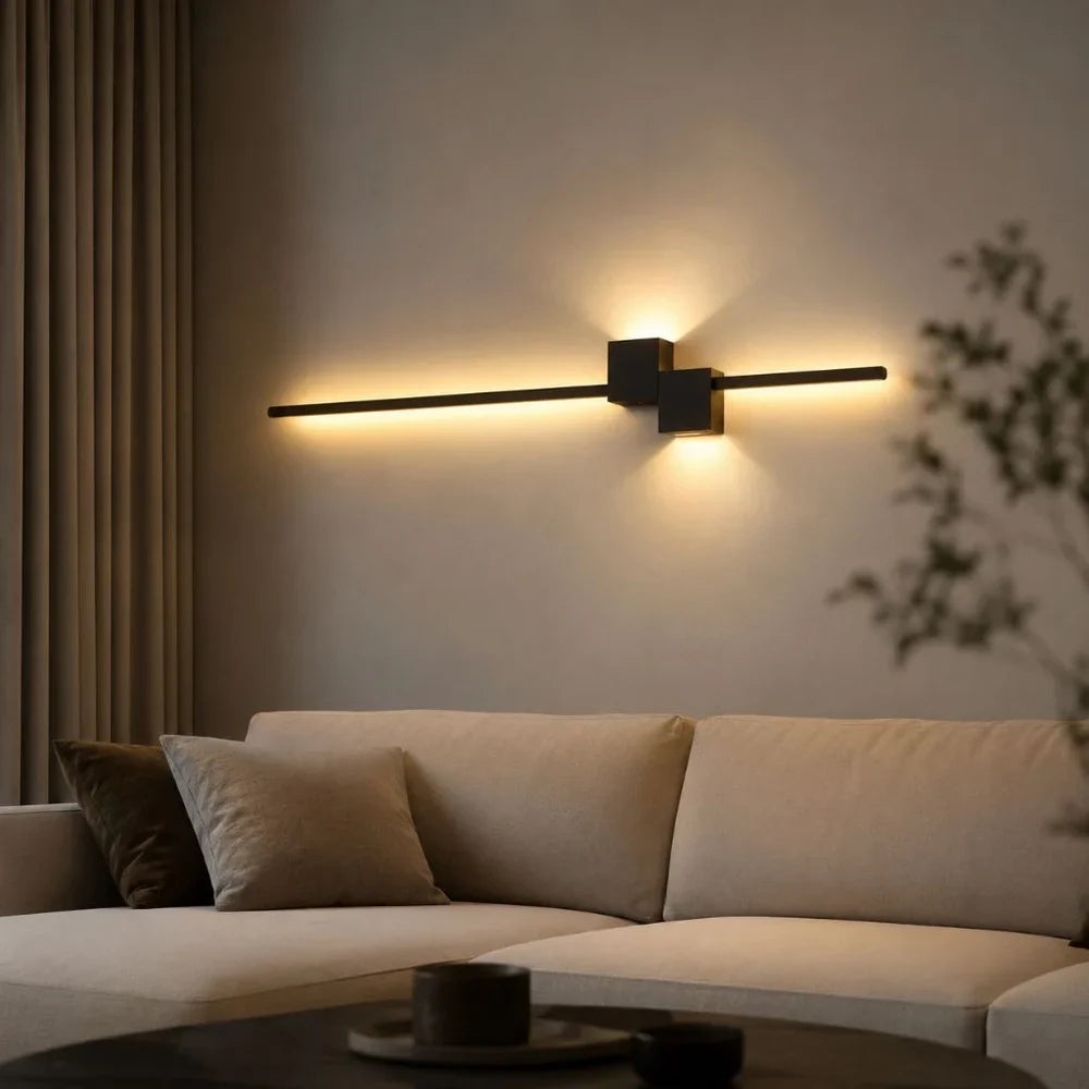 Nordic Minimalist LED Wall Sconce Aluminium Black Art Design - Tegulane Global