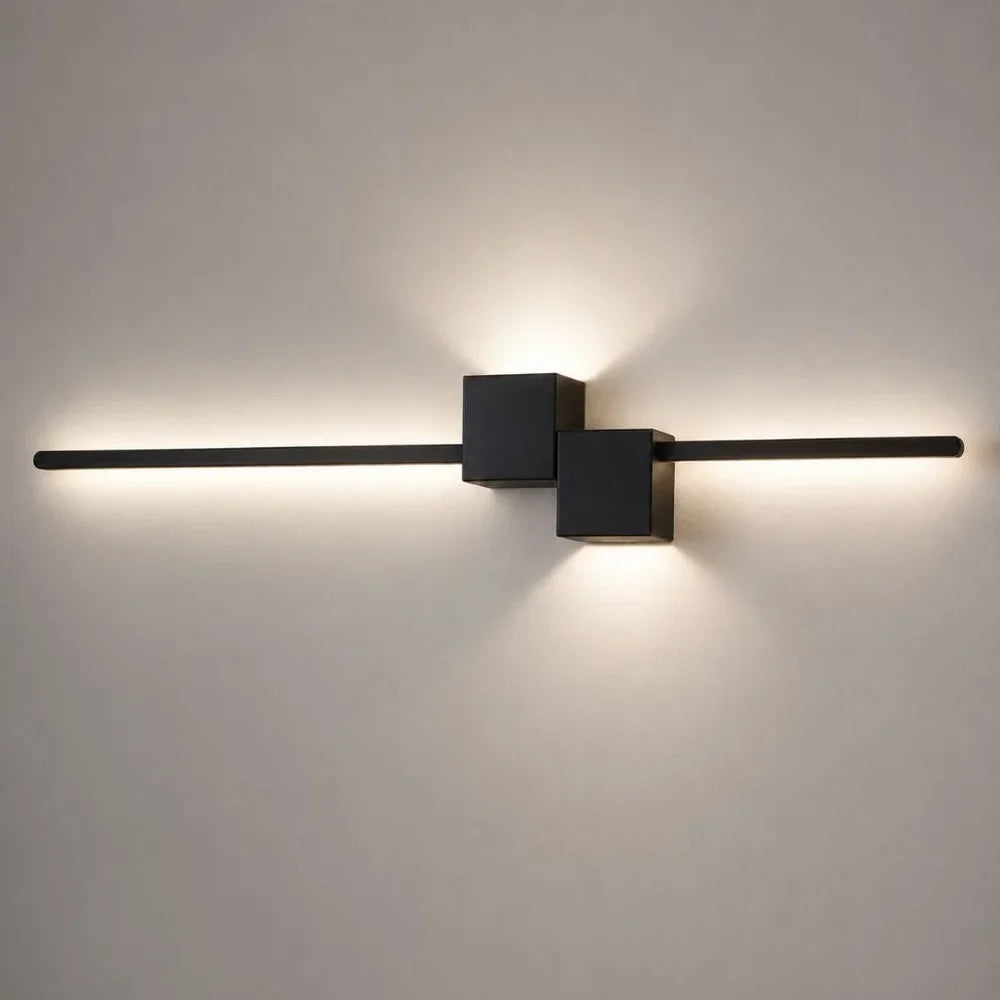 Nordic Minimalist LED Wall Sconce Aluminium Black Art Design - Tegulane Global