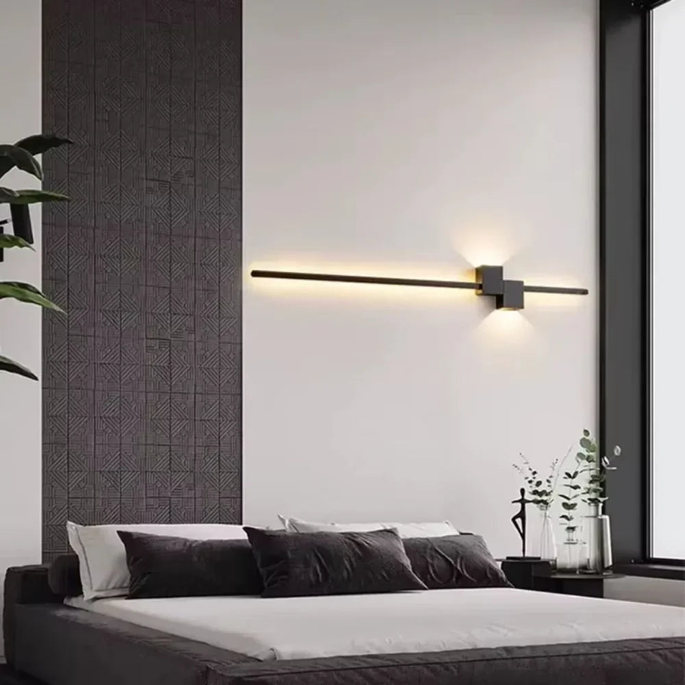 Nordic Minimalist LED Wall Sconce Aluminium Black Art Design - Tegulane Global