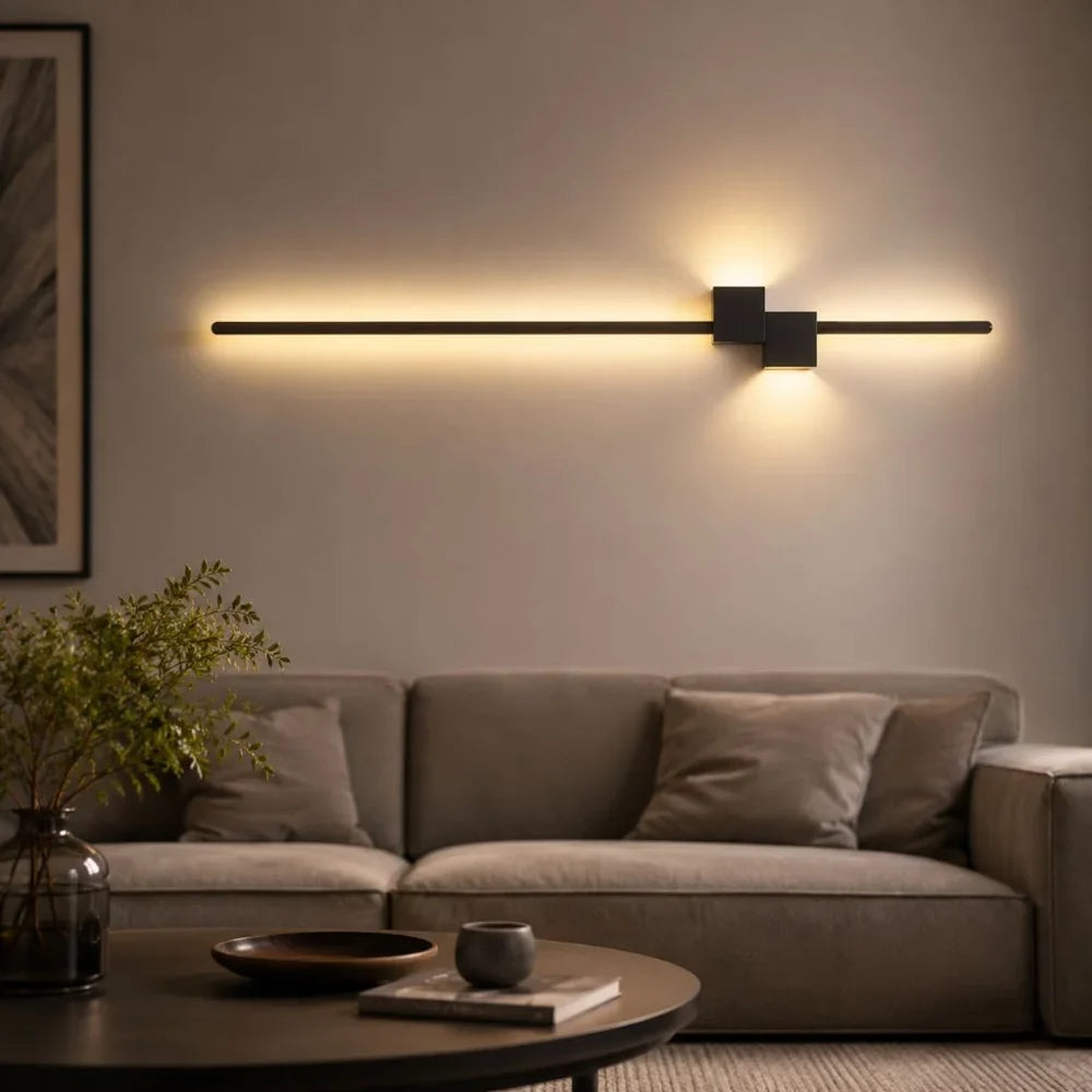 Nordic Minimalist LED Wall Sconce Aluminium Black Art Design - Tegulane Global