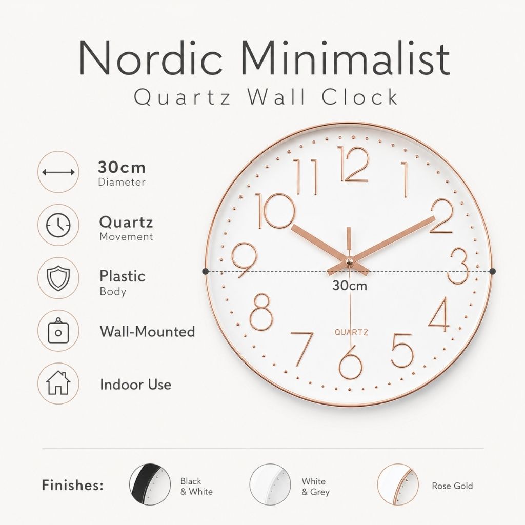 Nordic Minimalist Quartz Wall Clock - Tegulane Global