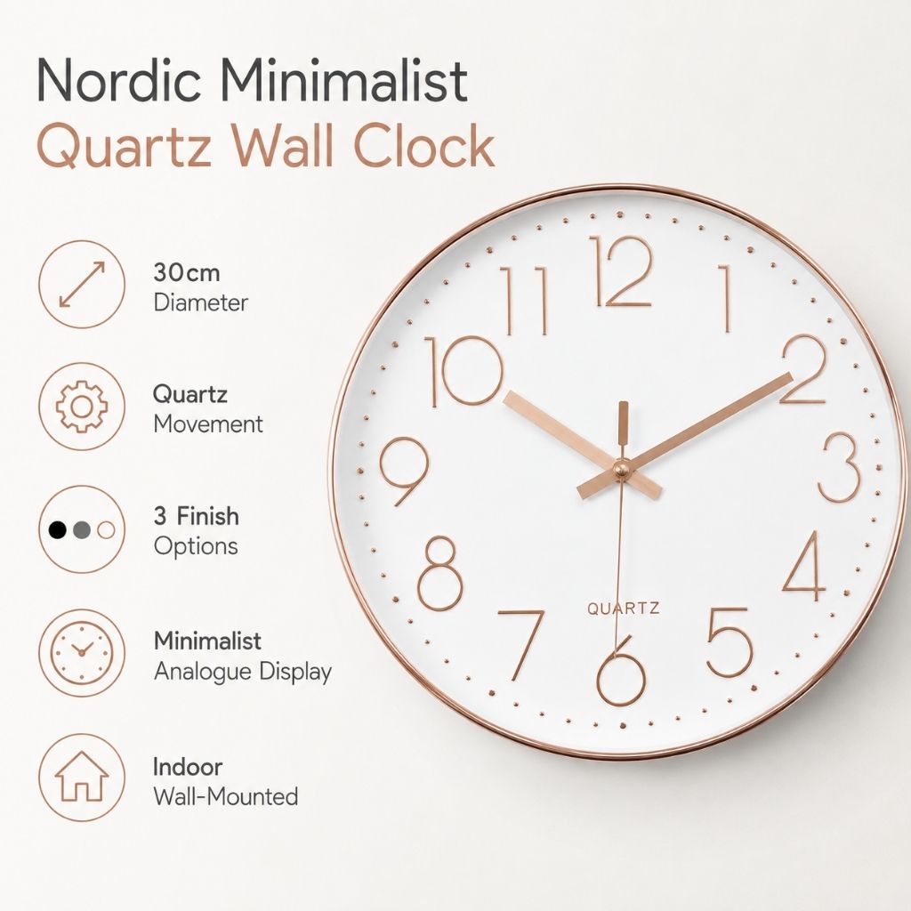 Nordic Minimalist Quartz Wall Clock - Tegulane Global
