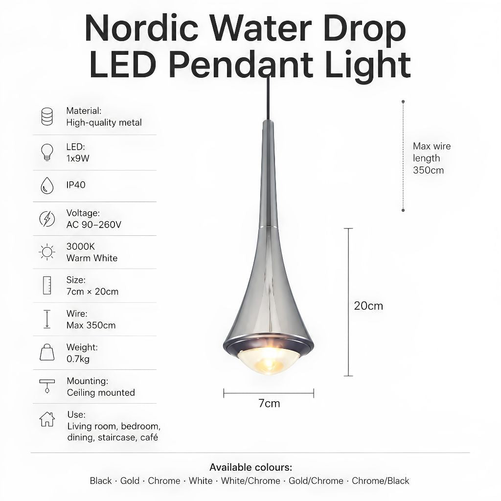 Nordic Water Drop LED Pendant Light - Tegulane Global