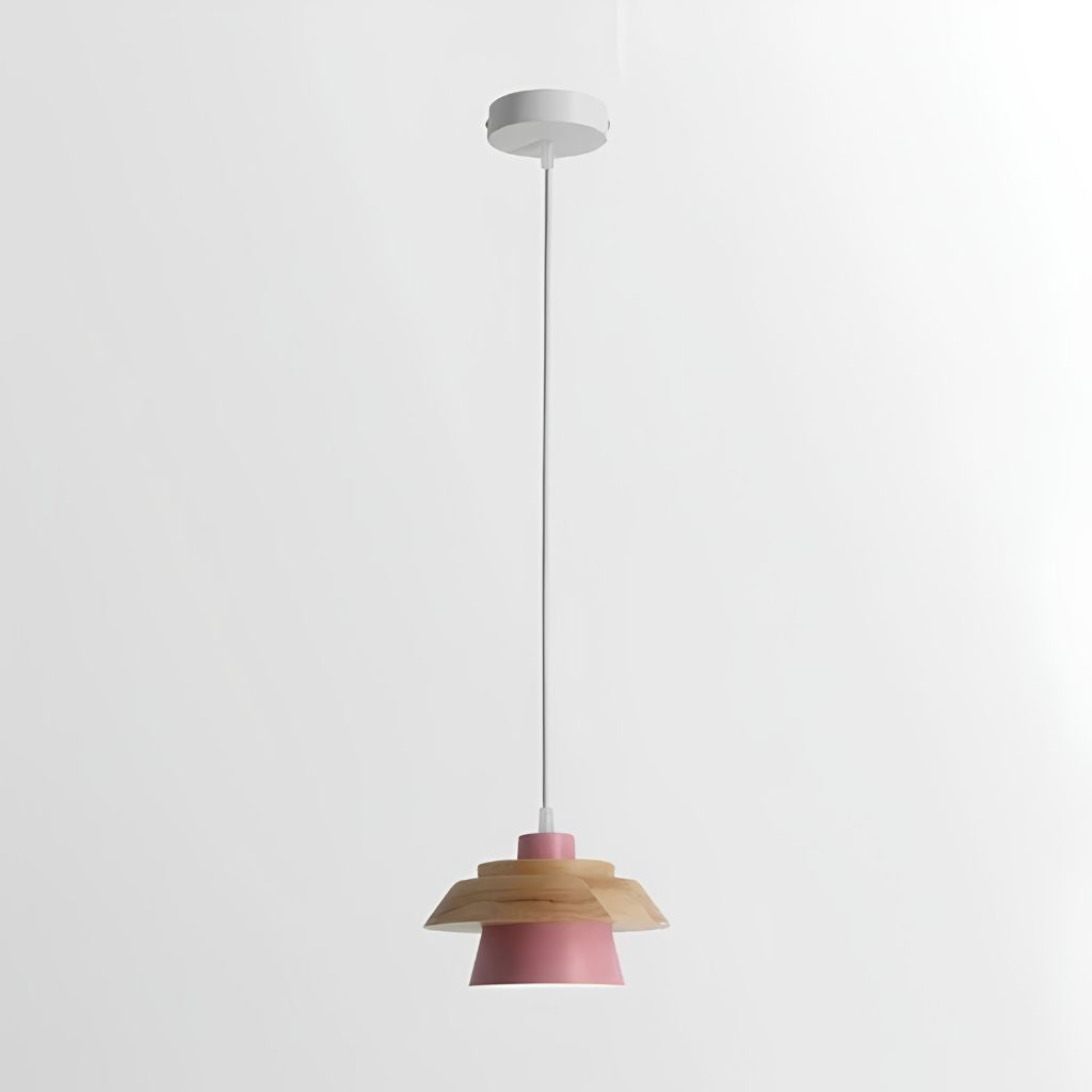 Nordic Iron & Wood Pendant Light with Adjustable Cord - Tegulane Global