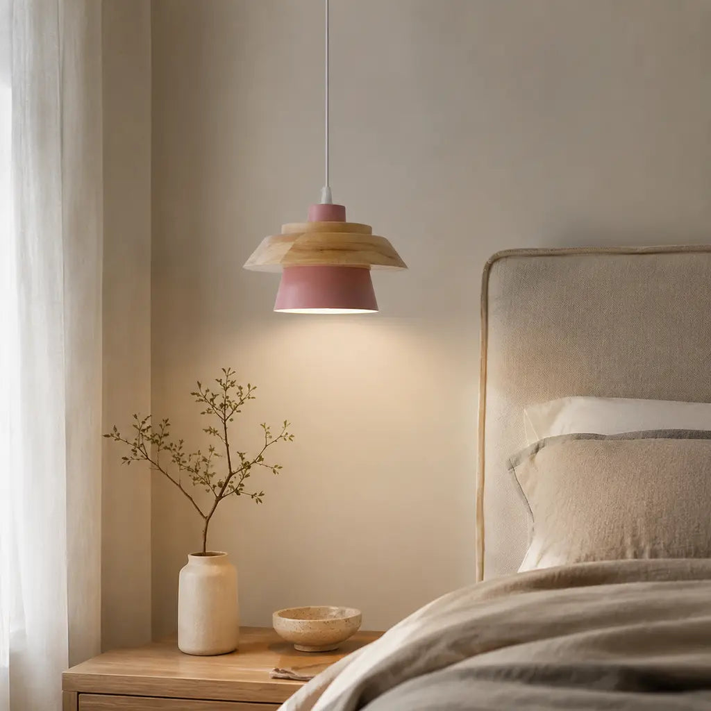 Nordic Iron & Wood Pendant Light with Adjustable Cord - Tegulane Global