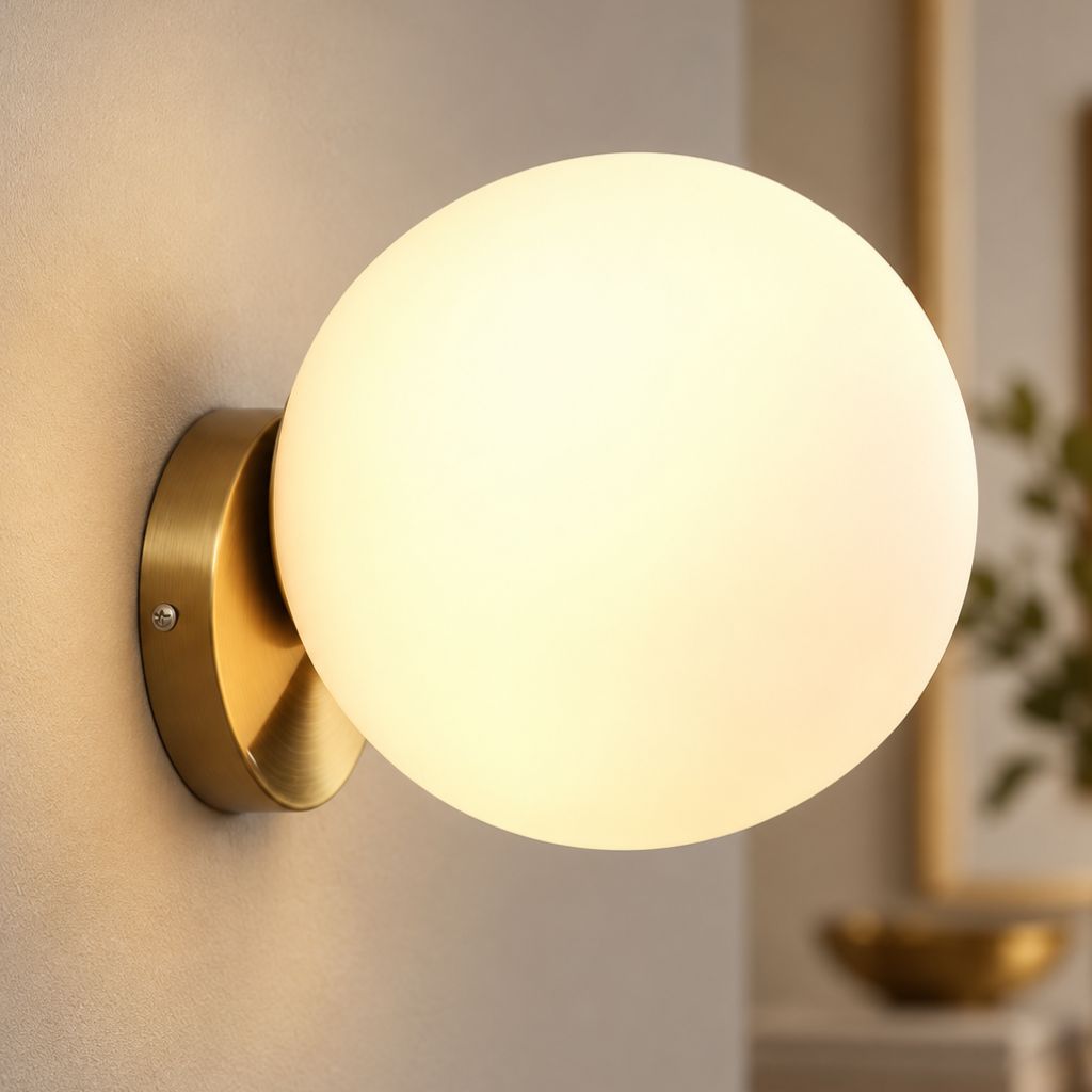 Olo Gold Glass Sphere Wall Light with E27 Fitting - Tegulane Global