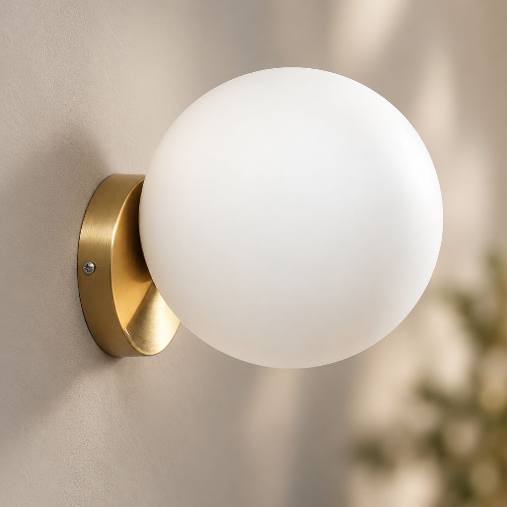 Olo Gold Glass Sphere Wall Light with E27 Fitting - Tegulane Global