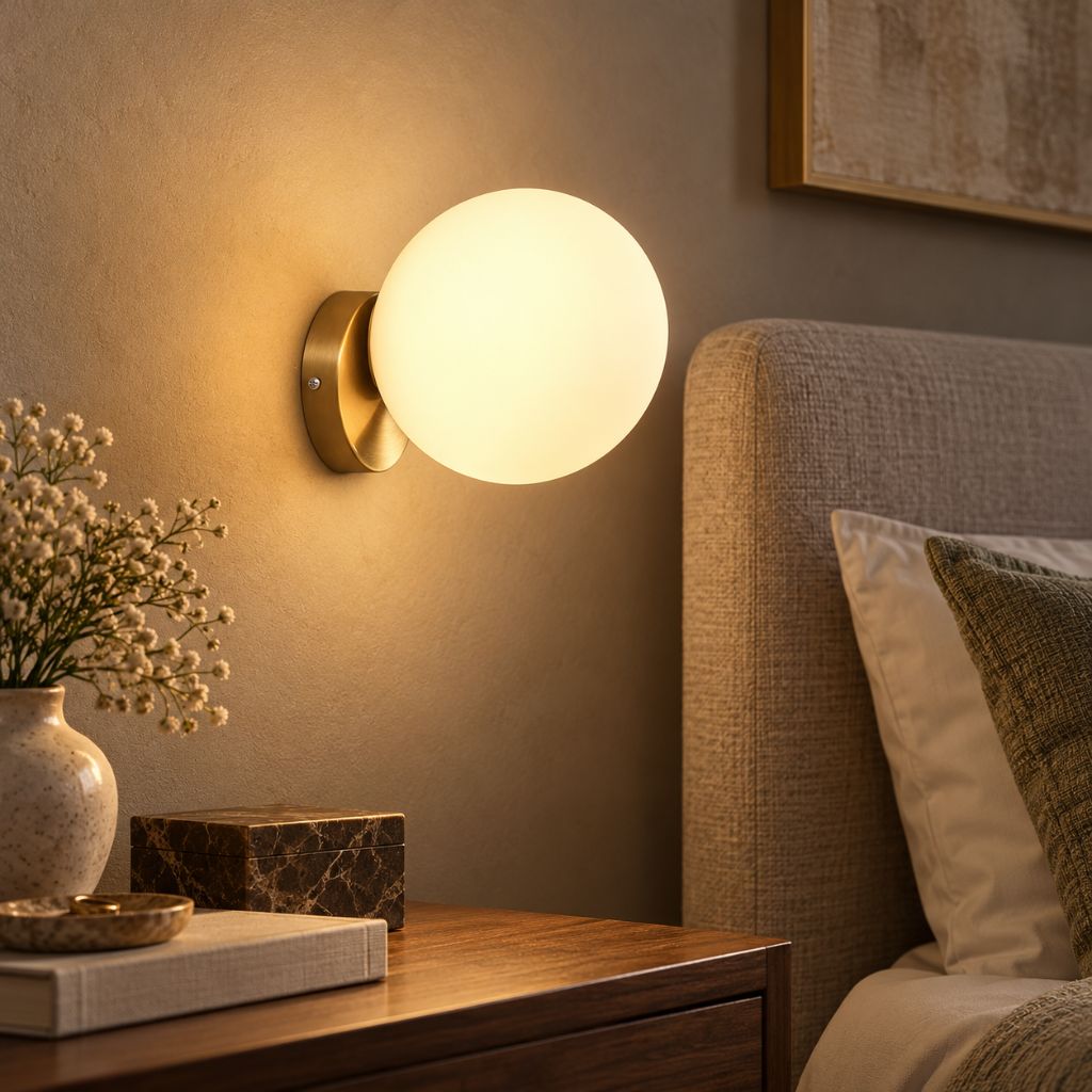 Olo Gold Glass Sphere Wall Light with E27 Fitting - Tegulane Global