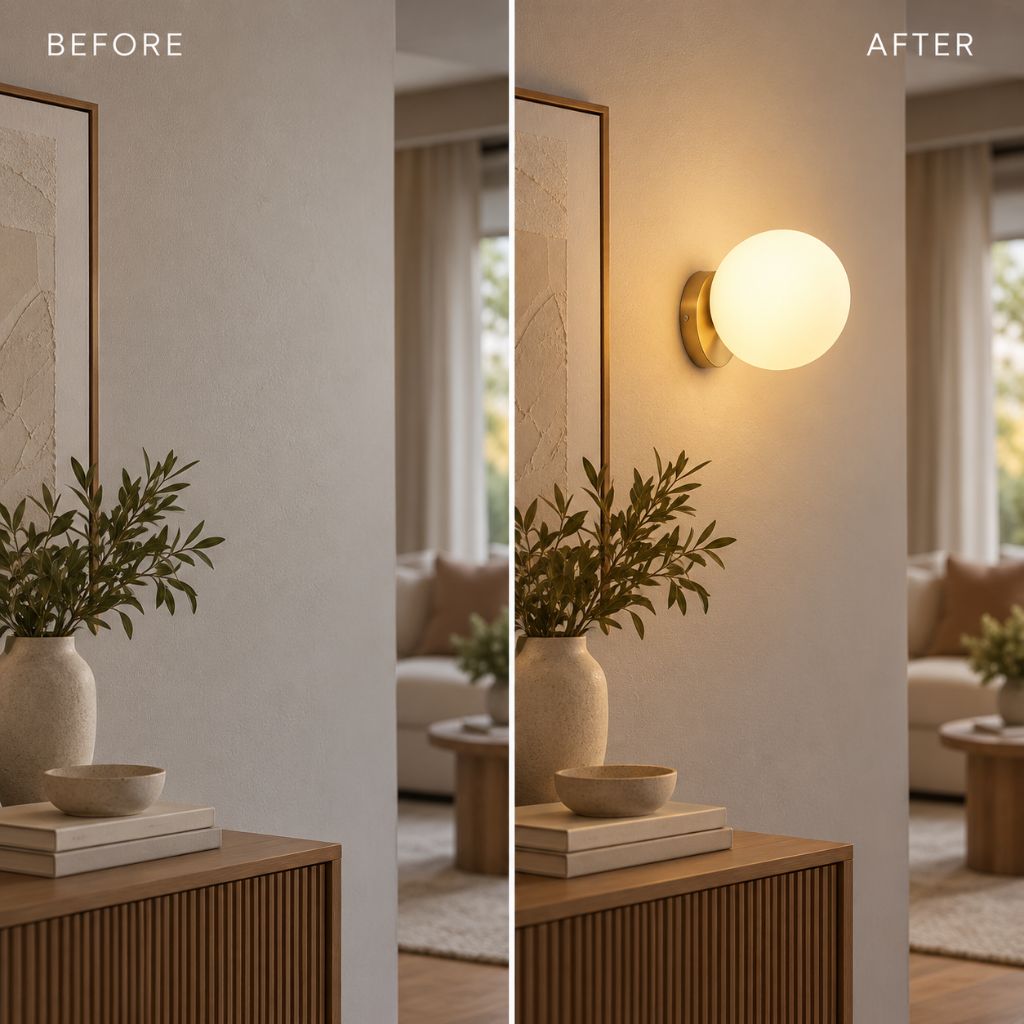 Olo Gold Glass Sphere Wall Light with E27 Fitting - Tegulane Global