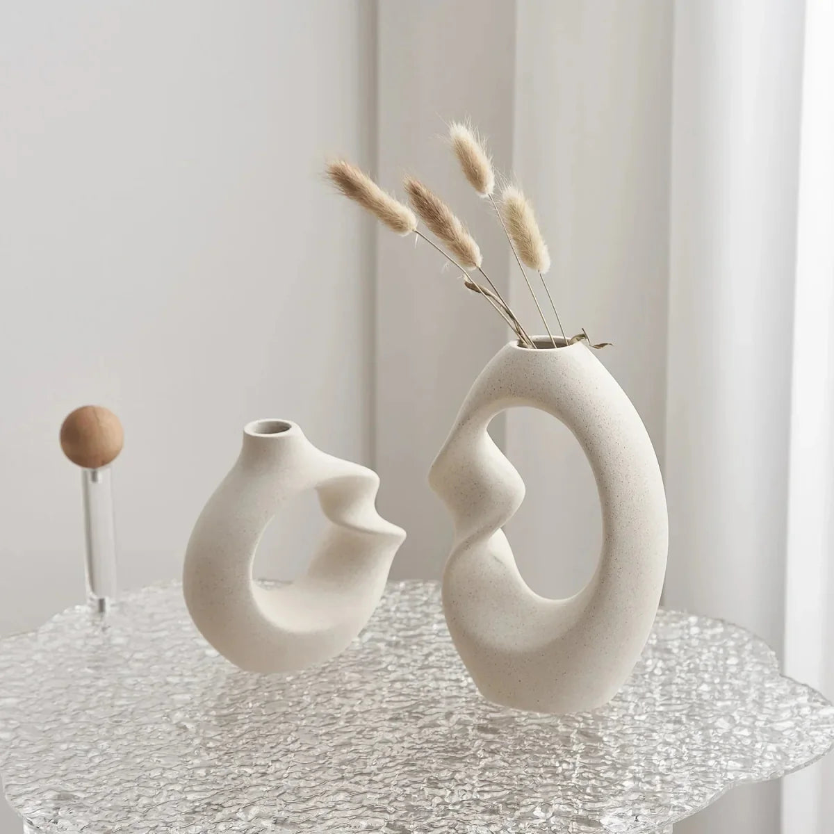 Onda Ceramic Vase Set – Abstract Sculptural Decor - Tegulane Global