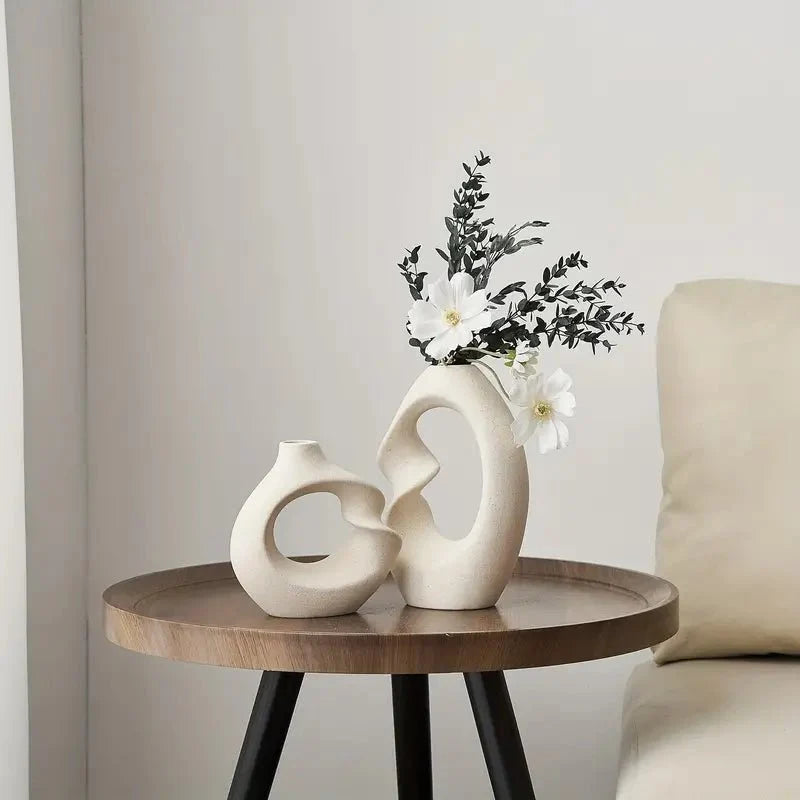 Onda Ceramic Vase Set – Abstract Sculptural Decor - Tegulane Global