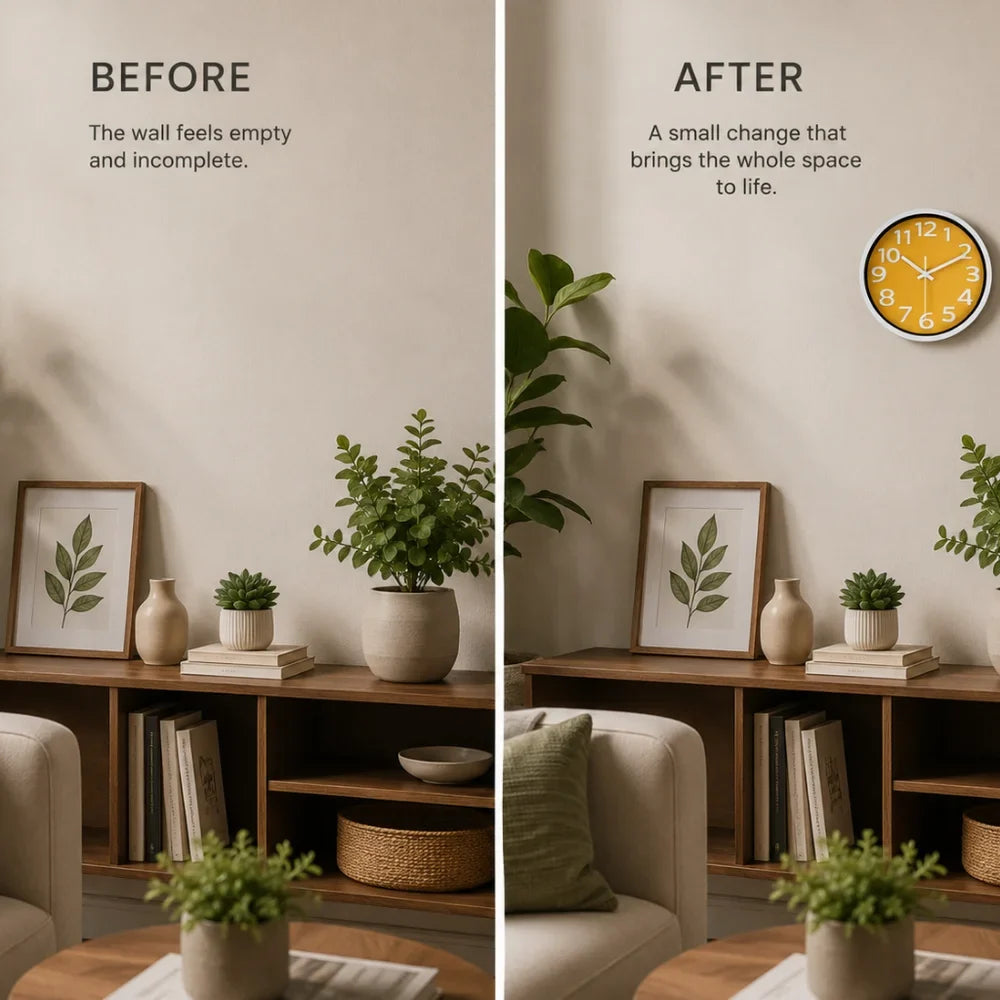 Orange Wall Clock Minimalist Nordic Style - Tegulane Global