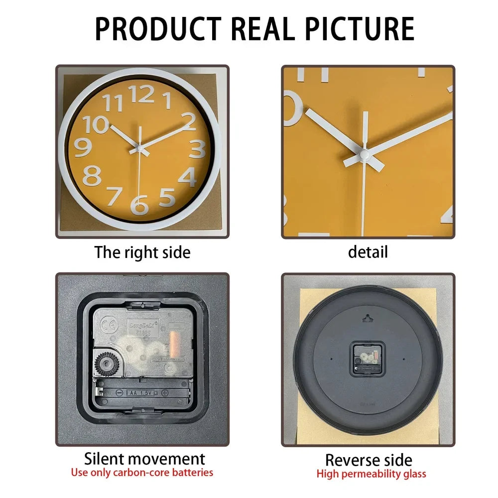 Orange Wall Clock Minimalist Nordic Style - Tegulane Global