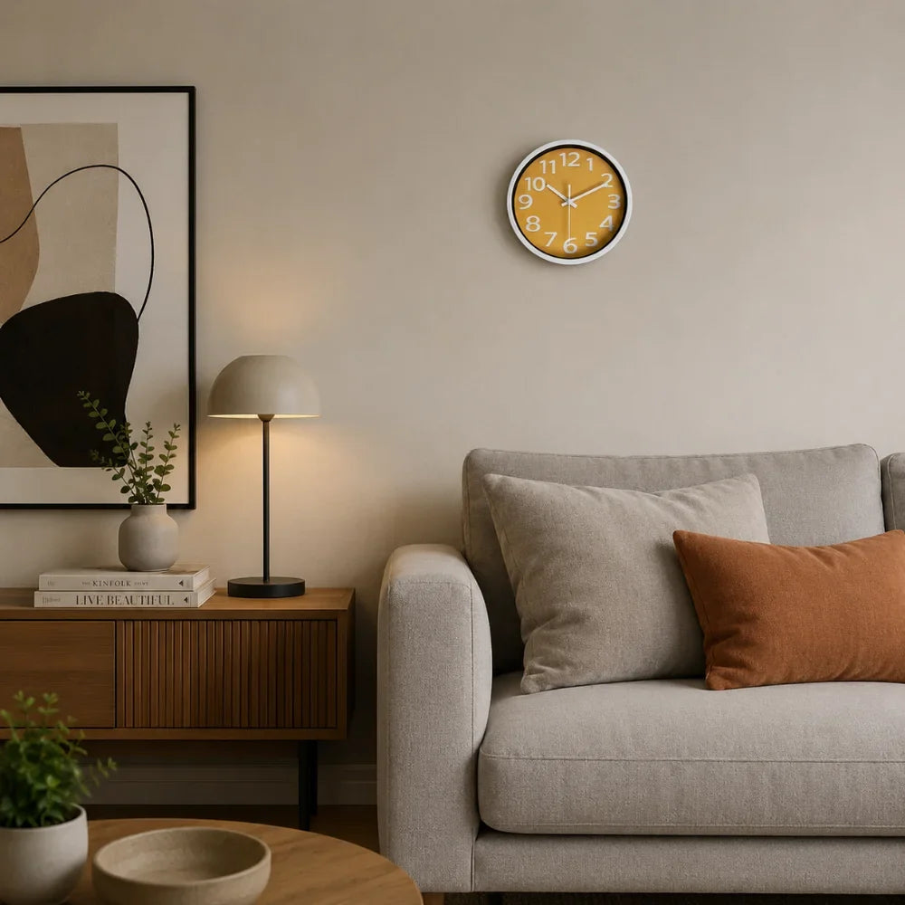 Orange Wall Clock Minimalist Nordic Style - Tegulane Global