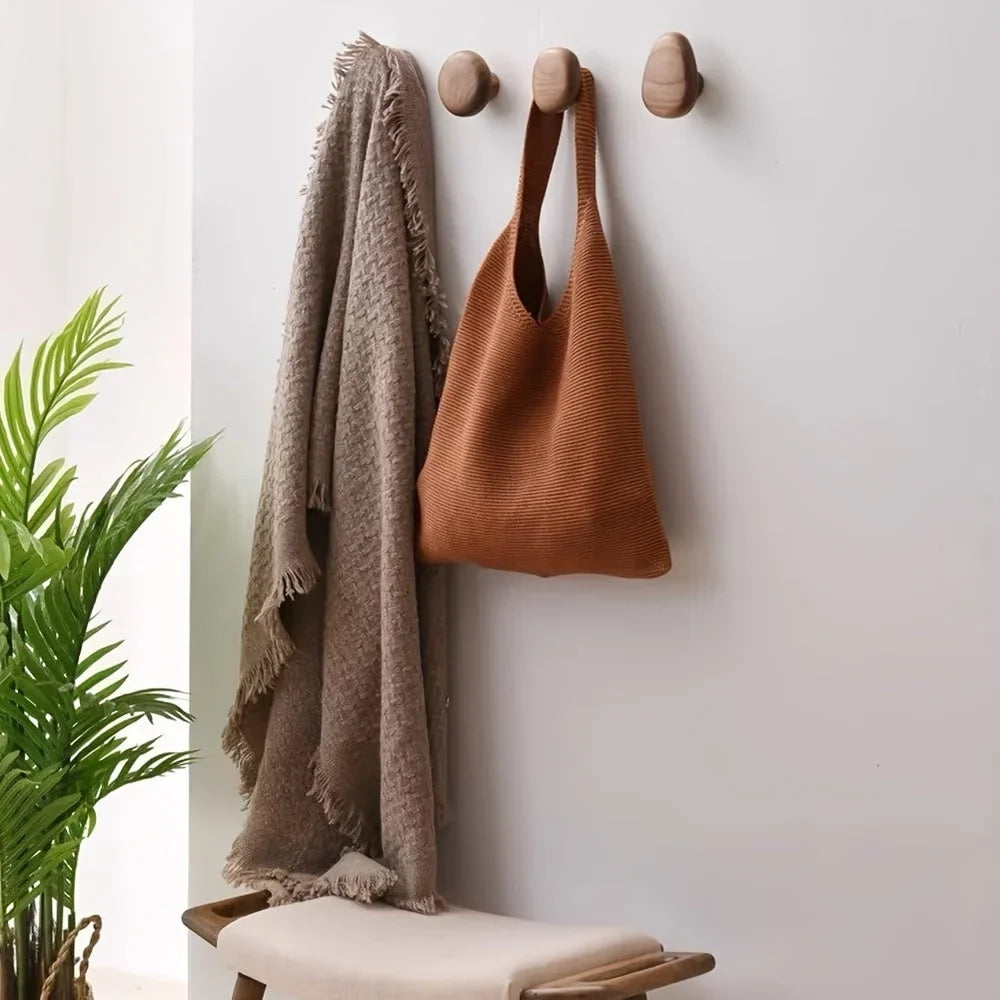 Organic Pebble Solid Wood Wall Hooks – Set of 4 - Tegulane Global