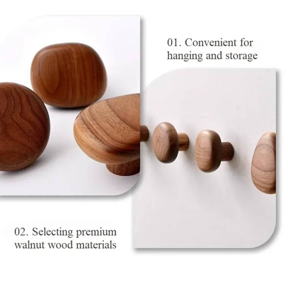 Organic Pebble Solid Wood Wall Hooks – Set of 4 - Tegulane Global