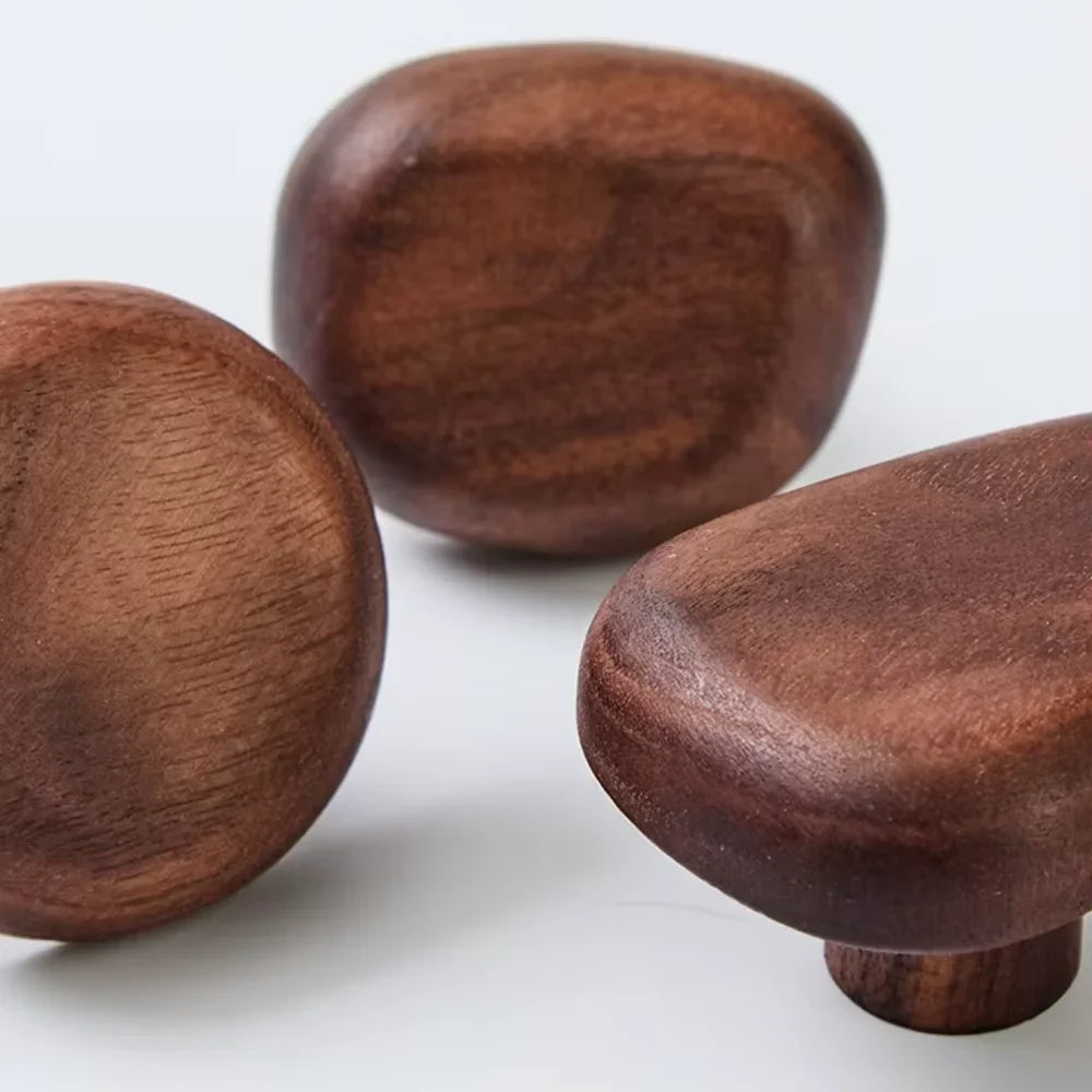 Organic Pebble Solid Wood Wall Hooks – Set of 4 - Tegulane Global