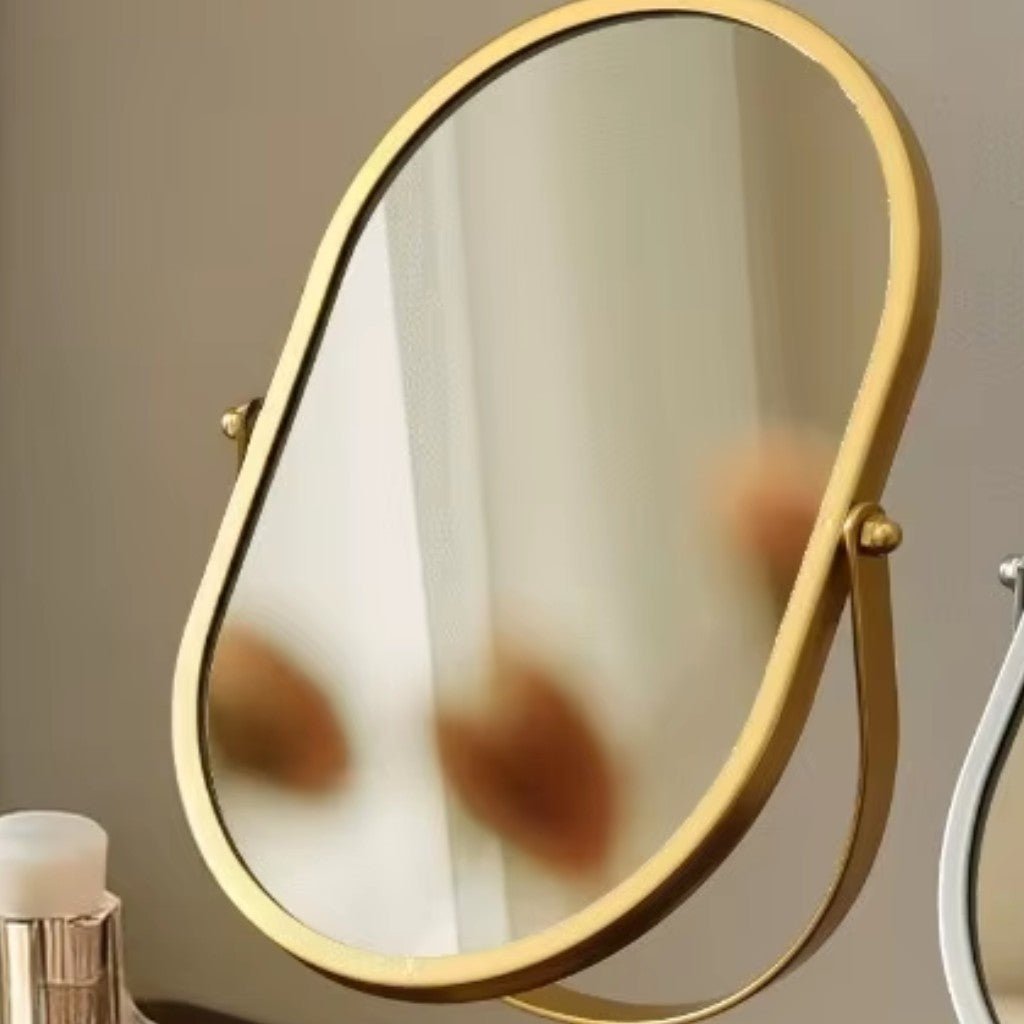 Oval Vanity Mirror Iron Desktop Stand 360° Rotating - Tegulane Global