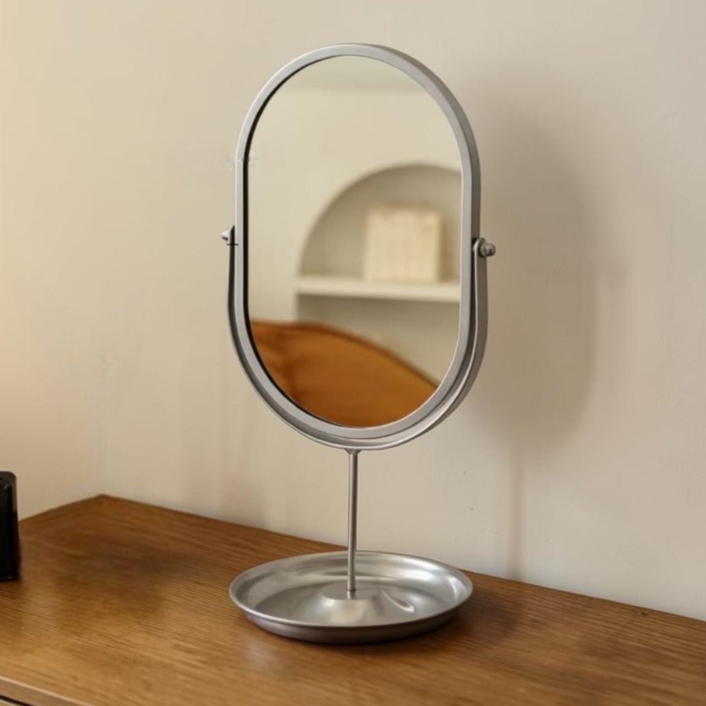 Oval Vanity Mirror Iron Desktop Stand 360° Rotating - Tegulane Global