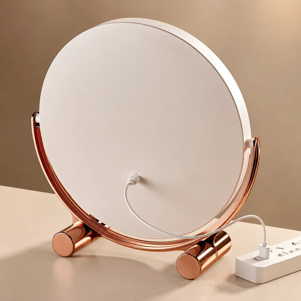 Pink Tabletop LED Makeup Mirror Rechargeable Touch Control - Tegulane Global