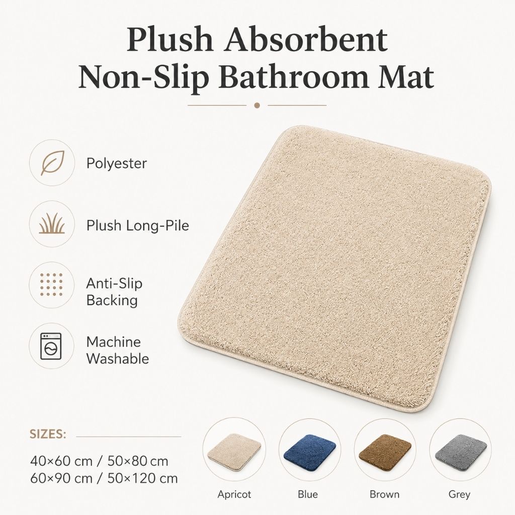 Plush Absorbent Non-Slip Bathroom Mat - Tegulane Global