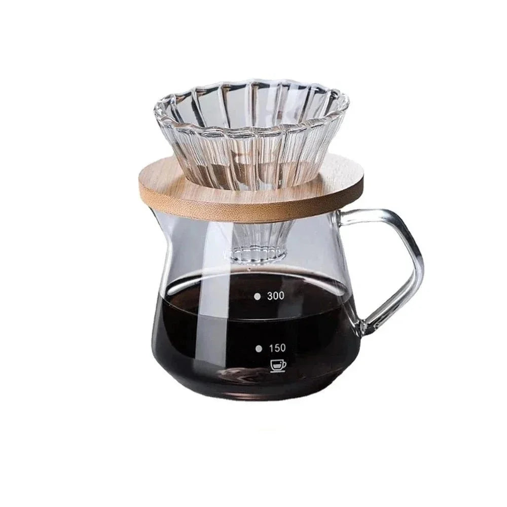 Pour Over Coffee Set with Wood Holder and Sharing Pot - Tegulane Global