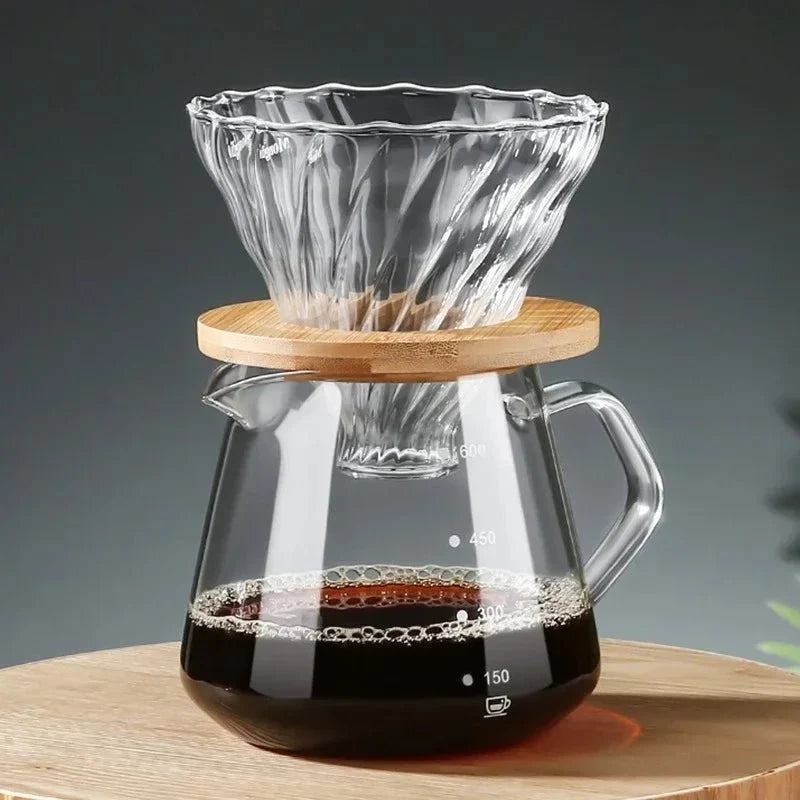 Pour Over Coffee Set with Wood Holder and Sharing Pot - Tegulane Global