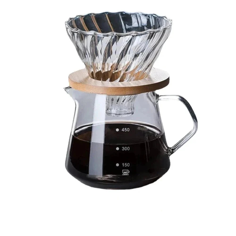 Pour Over Coffee Set with Wood Holder and Sharing Pot - Tegulane Global