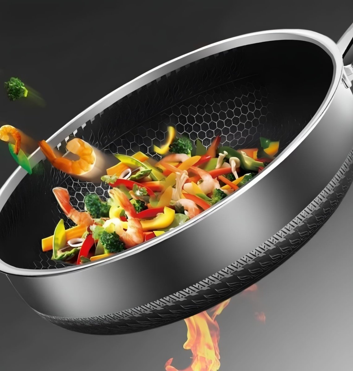 Premium Honeycomb Non-Stick Wok – Stainless Steel Perfect for Stir-Fry - Tegulane Global